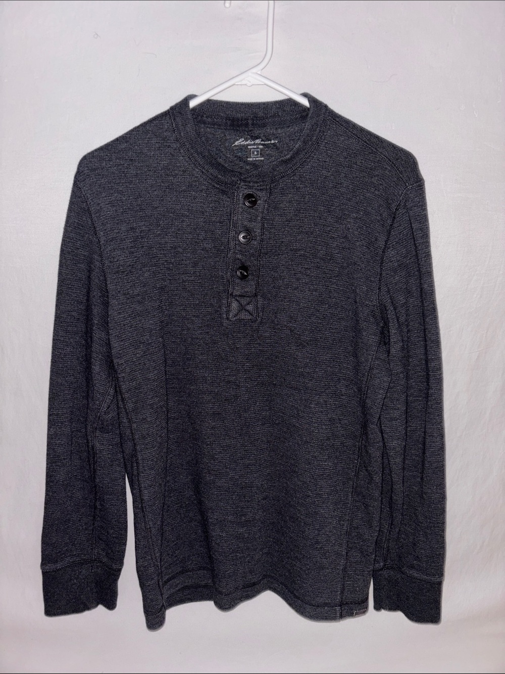Eddie Bauer Dark Charcoal Henley Long-Sleeve Shirt